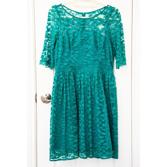 Dorothy Perkins Knee-Length Teal Lace Cocktail Dress, size 10 - Picture 1 of 10